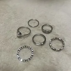 シルバーリングセット 6点 パール付き