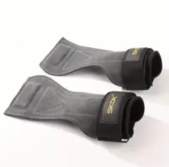 牛革パワーグリップ ウエイトリフティング トレーニング握力補助 左右セットグレーのサムネイル