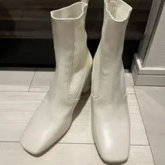 【マーキュリーデュオ】ニットドッキングスクエアショートブーツ