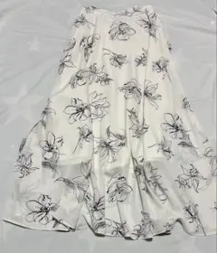 INGNI フラワープリント ロングスカート ホワイト