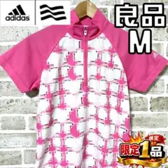 【早い者勝ち✨】アディダスゴルフ レディース ジップシャツ M 総柄 ピンク系のサムネイル
