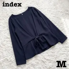 【美品】ｉｎｄｅｘ⭐︎インデックス　リボンベルト付きペプラムブラウス　ネイビー　Mのサムネイル