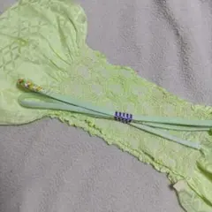 610　帯揚げ　帯締め　セット　絞り　 　中抜き　平組　ライトグリーン