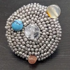 ビーズ刺繍 丸 ブローチ 3.5cm