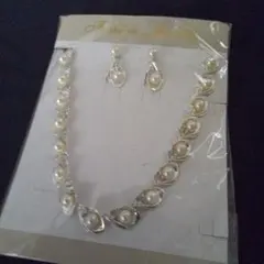 シルバー パール ネックレス イヤリング セット