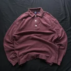 お*き様 90's~ OLD GAP 長袖シャツ　バーガンディ　デカロゴ　紺タグ
