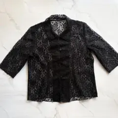 レース シャツ ブラウス 黒 シアー 花柄 y2k グランジのサムネイル