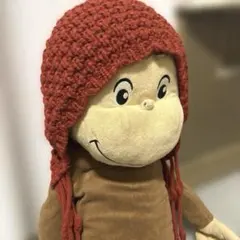 ハンドメイド フード ニット 帽子 ボンネット 赤 ガーリー レトロ