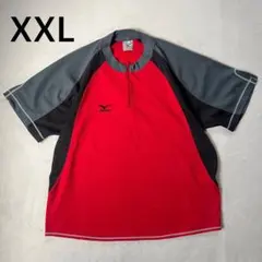 MIZUNO ミズノ XXL Tシャツ ハーフジップ 卓球 赤 レッド グレー