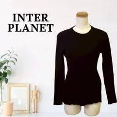 zG802【F】INTERPLANET ニット 無地 長袖 クルーネック