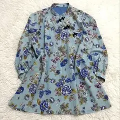 サービス品 C306着物リメイク 辻が花柄2way袖チュニックブラウス 