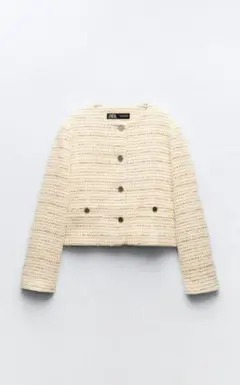 【美品】ZARA　ツイードジャケット　エクリュ