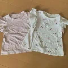 【2点セット】カットソー　女の子　半袖　袖フリル　Tシャツ　120 さくらんぼのサムネイル