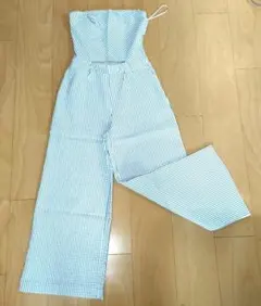 ZARA BASIC ストライプ オフショルダー オールイン パンツスーツ XS
