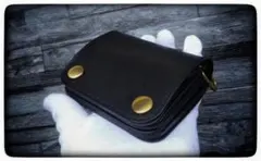 お札を折らず◆トラッカーウォレットミニ◆幅広　カスタムオーダー可能☆