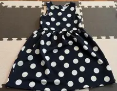 H&M ドット柄ノースリーブワンピース 122/128 ネイビー　水玉模様