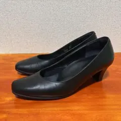 【未使用】アシックス ペダラ パンプス レザー 黒　幅広　24 EEE 美品 アシックス ペダラ ウォーキングパンプス 黒 レザー 24EE