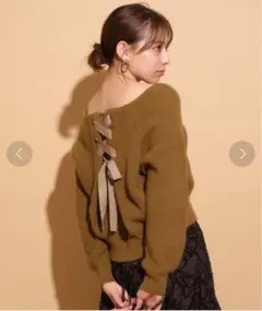 Mystrada バックリボン オフショルダー ニット