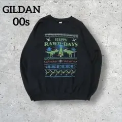 激レアGILDAN 00s T-REXクリスマス柄スウェット古着ユニセックス