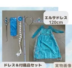 エルサプリンセスドレス＆付属品4点セット　ティアラ　髪の毛　手袋　ステッキ