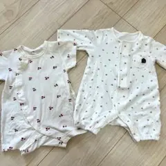 チェリー・ハート柄 ロンパース 2点セット