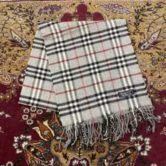 英国製 バーバリー ロンドン ラムウール ノバチェック マフラー グレー