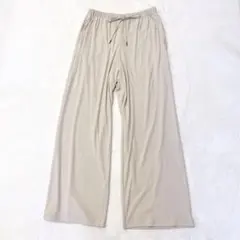 GU リブプルオンパンツ　ワイドパンツ　ベージュ　シンプル　ゆったり　XL