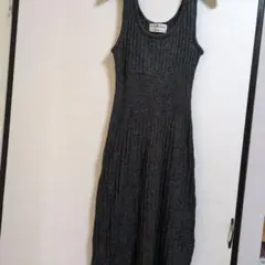 ノースリーブロングニットワンピース ダークグレー