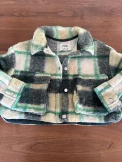 ZARA グリーン系チェックジャケット 130