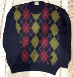 TRUSSARDI トラサルディ ウール アーガイル クルーネック セーター