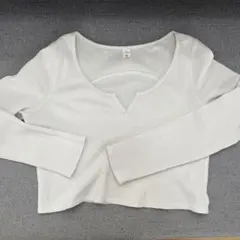 ルルレモン　オフホワイトリブ編みクロップドTシャツ 6サイズ