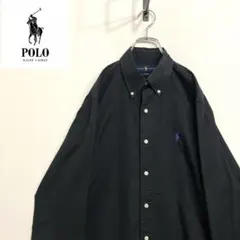超人気❗️ラルフローレン　ワンポイントロゴシャツ　M 90s刺繍古着希少レア長袖