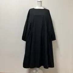 ニコアンド ロングワンピース　ブラック　ナチュラル　ポケット　綿100%