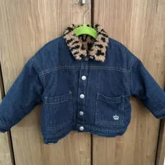 新品 BABYDOLLリバーシブル ジャケット厚地90 デニム フリースヒョウ柄