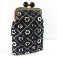 ハンドメイド　がま口ポーチ　タバコケースなど　刺繍花柄