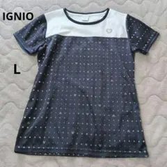IGNIO ミッキー ドット柄 半袖Tシャツ L ネイビー スポーツウェアのサムネイル