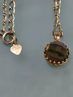○4979#0209　SILVERネックレス(薄い茶系のストーン付き)　0824