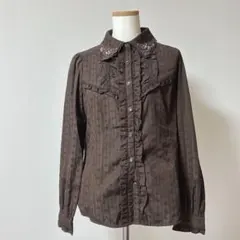 NEO森ガール フェアリーグランジ アクシーズファム 長袖 シャツ ブラウス 茶