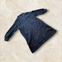 トップス　長袖シャツ　Mサイズ　ブラック　綿100% ロング丈