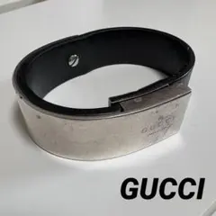 グッチ　gucci シルバー　バングル　ブレスレット　レザー　アクセサリー