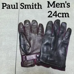 Paul Smith レザー 手袋 24cm 黒 紫 赤 ポールスミス メンズ