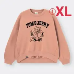 ①トレーナー トムとジェリー LL ピンク 裏起毛