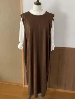 ドレープカットワンピース Mサイズ(ブラウン)