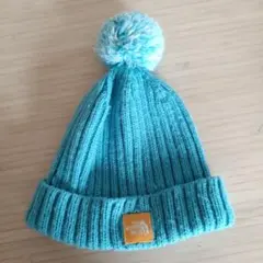 THE NORTH FACE 水色ポンポン付きニット帽　2-3歳用