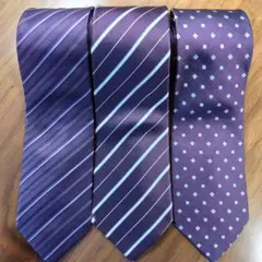 紫系　ネクタイ3本セット