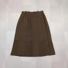 スカート　 プリーツ　 ロング　ブラウン　ウール