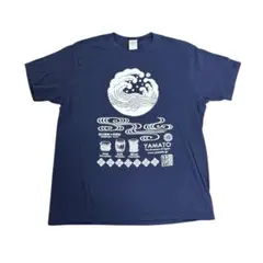 ジャパカジTシャツ　和柄　漢字　プリント　XL ネイビー　古着　8dのサムネイル