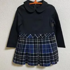 KUMIKYOKU ブラックチェックワンピース 90〜100サイズ②