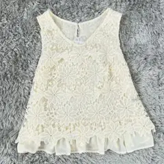 使用品 タグ付き INGNI 花柄 総レース ノースリーブ トップス