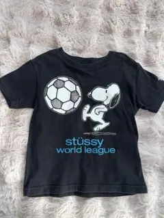 【希少】stüssy キッズ スヌーピー Tシャツ ブラック M110のサムネイル